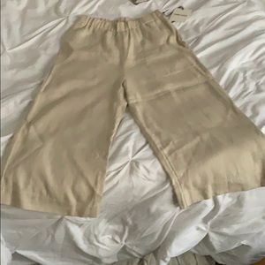 Cropped high waisted wide leg  linen pants